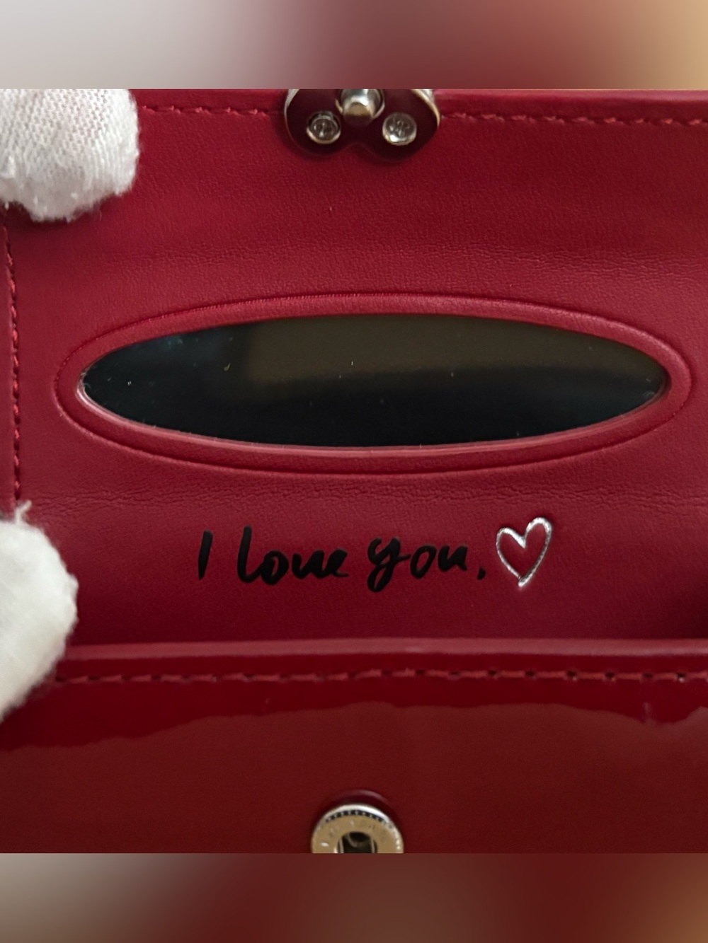 Kate Spade Red Patent Heart Keychain Lipstick Wallet - Picture 2 of 5